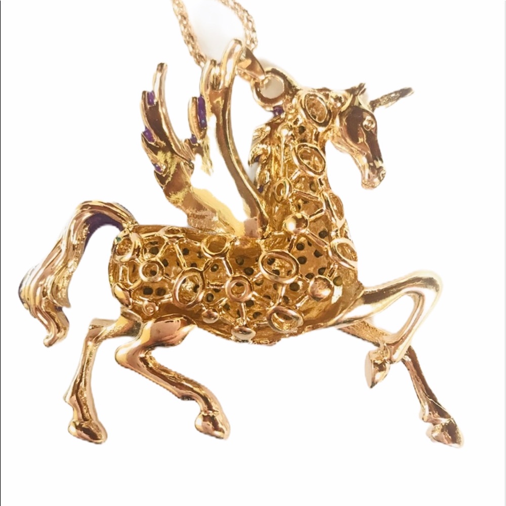 Purple Wing Crystal Unicorn Necklace - Picture 2 of 2